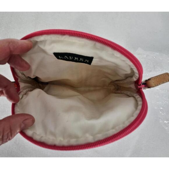 Ralph Lauren Small Make Up Bag Rainbow Stripes Zip Closure Vinyl 6 In x 7 In - Picture 4 of 5